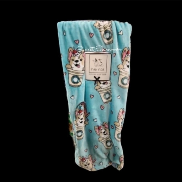 Starbucks Inspired Corgi Dog Corgiccino Coffee Cup Oversized Throw Blanket Decor - Picture 8 of 8